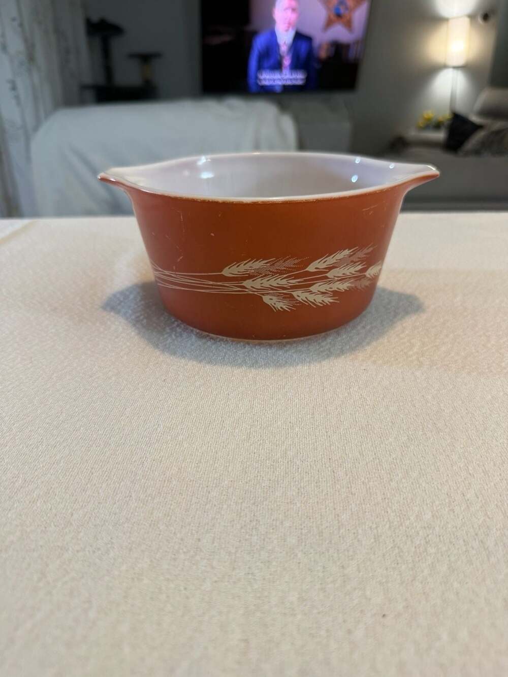 Vintage Pyrex Autumn Harvest Wheat Round Casserole Dish 473-B